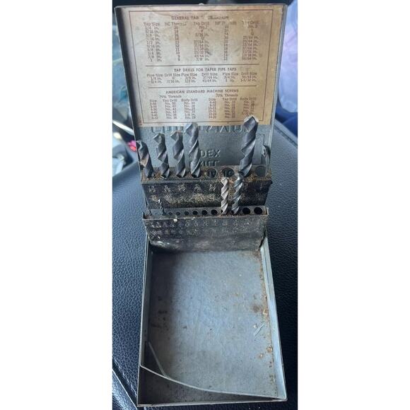 Vintage Craftsman Automatic Drill Index Box With 9 Bits- 1/16-3/8~Not Complete - Picture 4 of 7